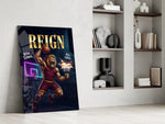 lion basketball player dunking panel resting in a shelving niche in a modern interior