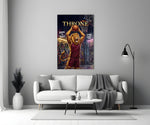 crowned lion basketball player shooting panel bringing character to a minimalist living room wall