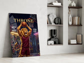 crowned lion basketball player shooting panel resting in a shelving niche in a modern interior