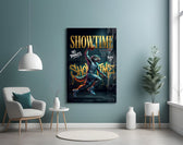 wolf basketball player dunking glass wall art styled above an armchair in a reading corner