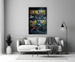 wolf basketball player dunking panel bringing character to a minimalist living room wall