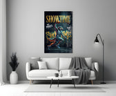 wolf basketball player dunking panel bringing character to a minimalist living room wall