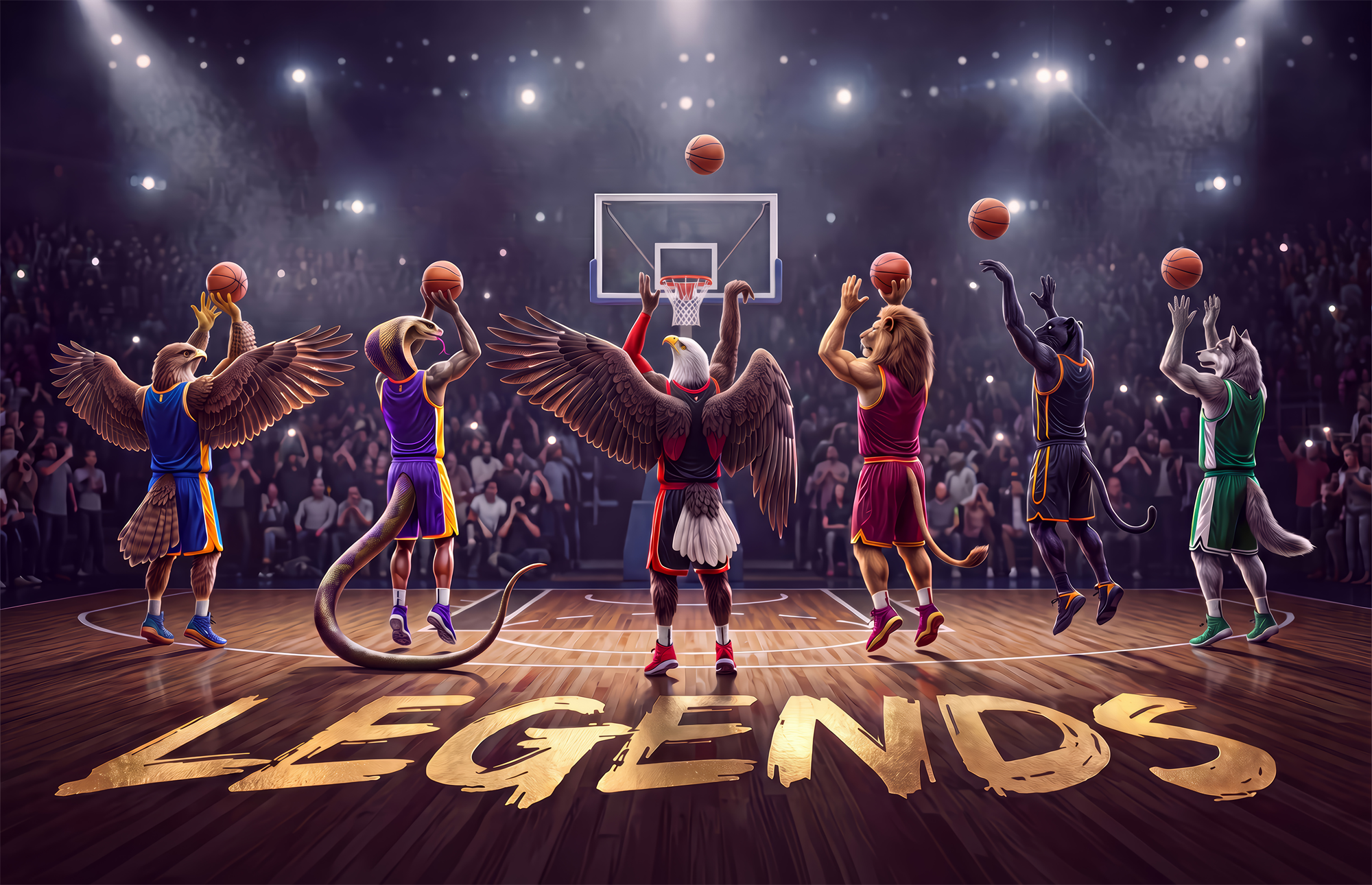 Legends Animal Basketball Team Glass Wall Art