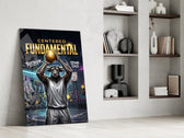 fundamental bull basketball shooter panel resting in a shelving niche in a modern interior