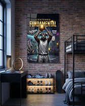 Fundamental Bull Basketball Street Court Glass Wall Art