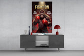 fight on gorilla boxer glass wall art displayed above a console in a designer interior