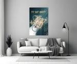 do no harm stethoscope and golden heart panel bringing character to a minimalist living room wall