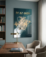 Do No Harm Stethoscope Golden Heart Glass Wall Art