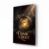 Chase the Light Gold Vintage Camera Glass Wall Art - Lifestyle preview in a designer interior