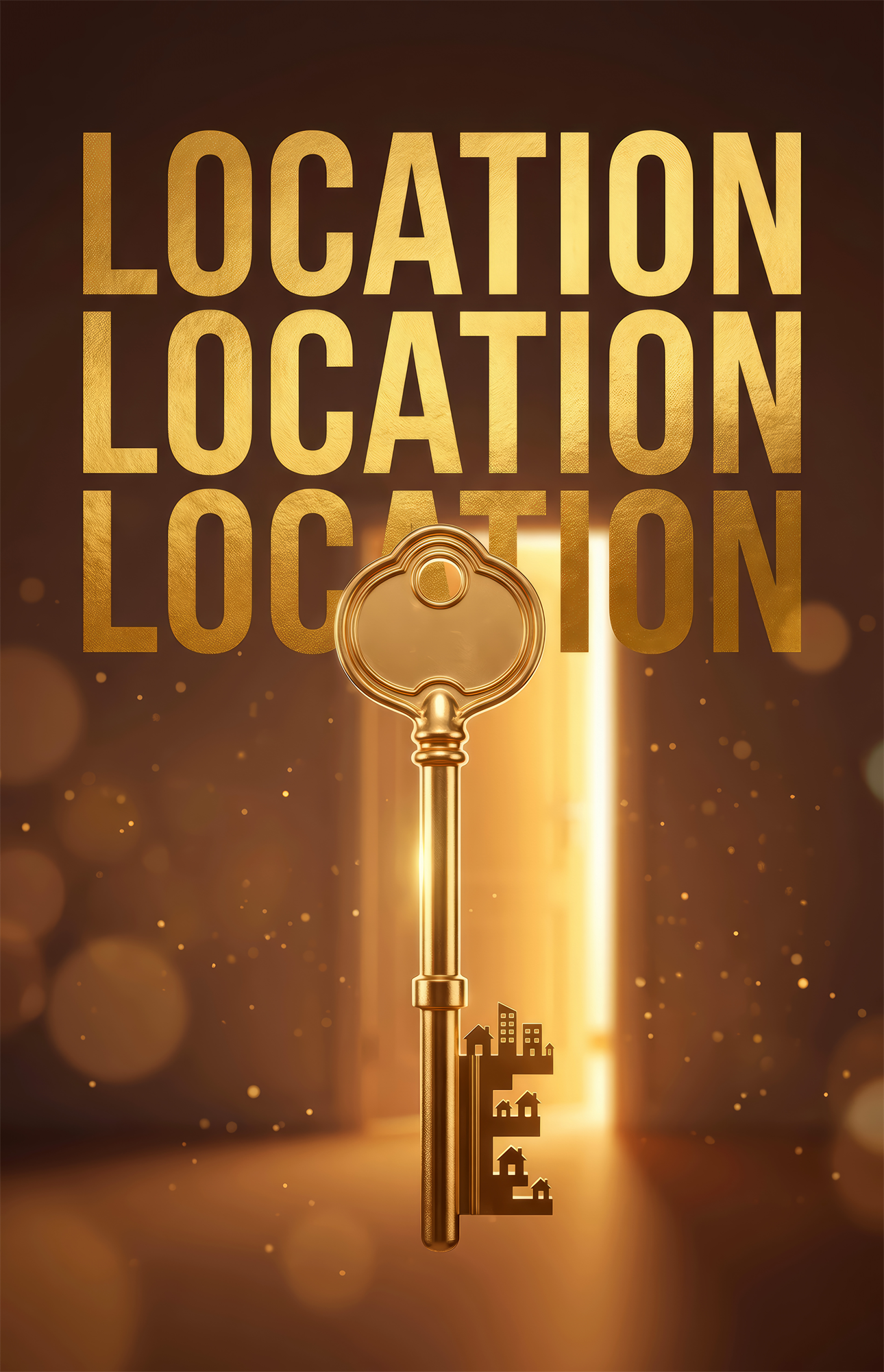 Location Location Location Gold Key Glass Wall Art