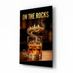 On the Rocks Gold Whiskey Skyline Glass Wall Art - Lifestyle preview in a designer interior