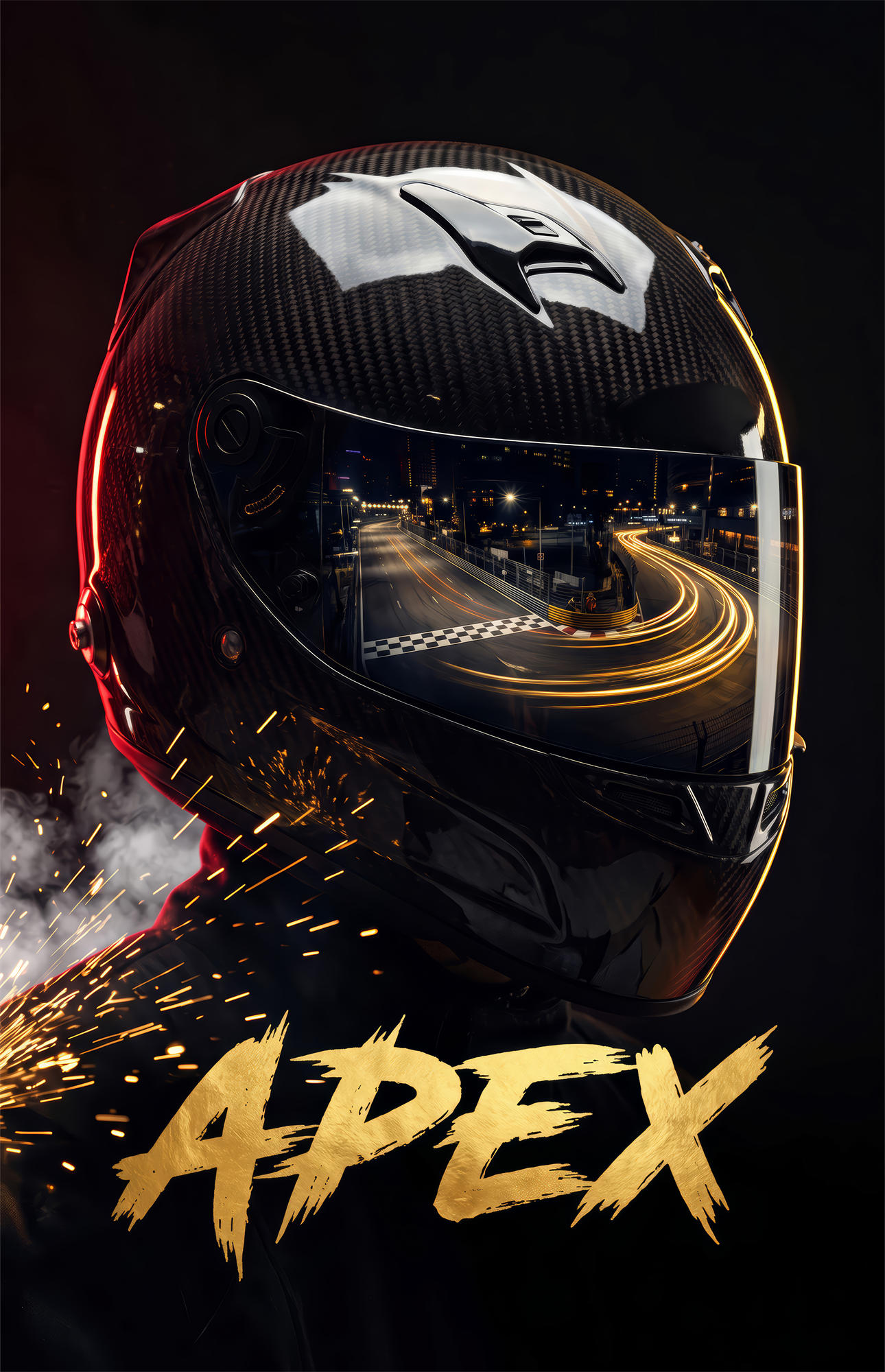 Apex Black Racing Helmet Glass Wall Art