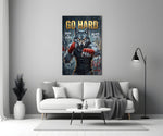 a boxing wolf with red hand wraps panel bringing character to a minimalist living room wall