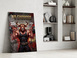 a weightlifting bull with a barbell panel resting in a shelving niche in a modern interior