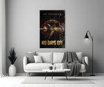 no days off gold barbell motivation panel bringing character to a minimalist living room wall