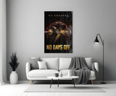 no days off gold barbell motivation panel bringing character to a minimalist living room wall