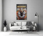 unstoppable muscular rhino bodybuilder panel bringing character to a minimalist living room wall