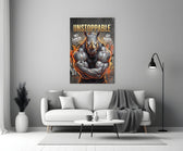 unstoppable muscular rhino bodybuilder panel bringing character to a minimalist living room wall