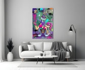 love and money cartoon rabbit graffiti panel bringing character to a minimalist living room wall