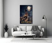 the city is watching moonlit dunk panel bringing character to a minimalist living room wall