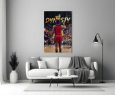 gold Dynasty basketball typography panel bringing character to a minimalist living room wall