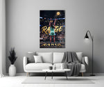 gold Range basketball shooter panel bringing character to a minimalist living room wall