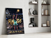 gold Range basketball shooter panel resting in a shelving niche in a modern interior