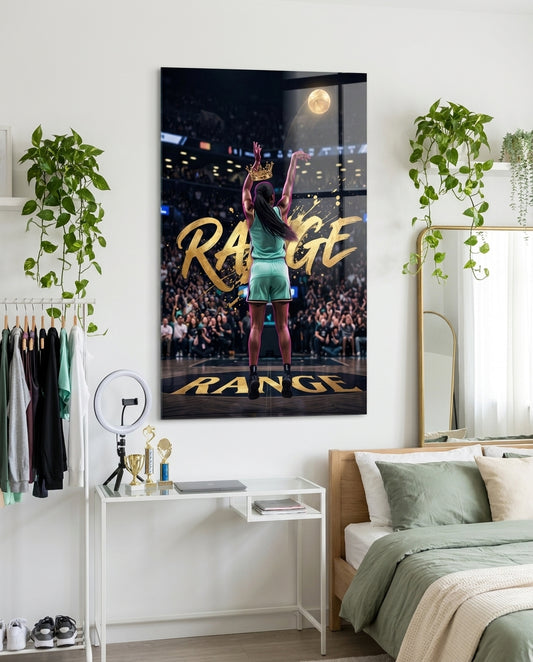 Range Gold Crown Basketball Shooter Glass Wall Art