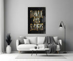 gold Ball Is Life basketball typography panel bringing character to a minimalist living room wall