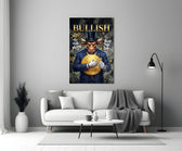 a suited bull holding a gold dollar coin panel bringing character to a minimalist living room wall