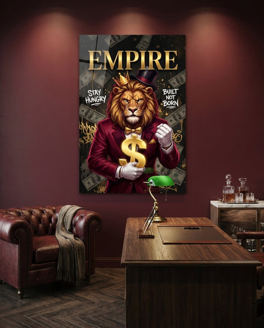 Empire Crowned Lion Gold Dollar Glass Wall Art