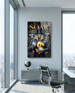 Soar Suited Eagle Gold Dollar Glass Wall Art