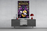 suited green-eyed panther with a gold dollar sign glass wall art displayed above a console in a designer interior