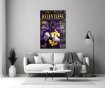 suited green-eyed panther with a gold dollar sign panel bringing character to a minimalist living room wall