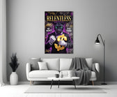 suited green-eyed panther with a gold dollar sign panel bringing character to a minimalist living room wall