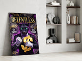 suited green-eyed panther with a gold dollar sign panel resting in a shelving niche in a modern interior