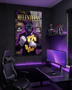 Relentless Suited Panther Gold Dollar Glass Wall Art
