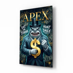 Apex Suited Shark Gold Dollar Glass Wall Art - Lifestyle preview in a designer interior