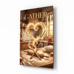 Gather Golden Flour Heart Kitchen Glass Wall Art - Lifestyle preview in a designer interior