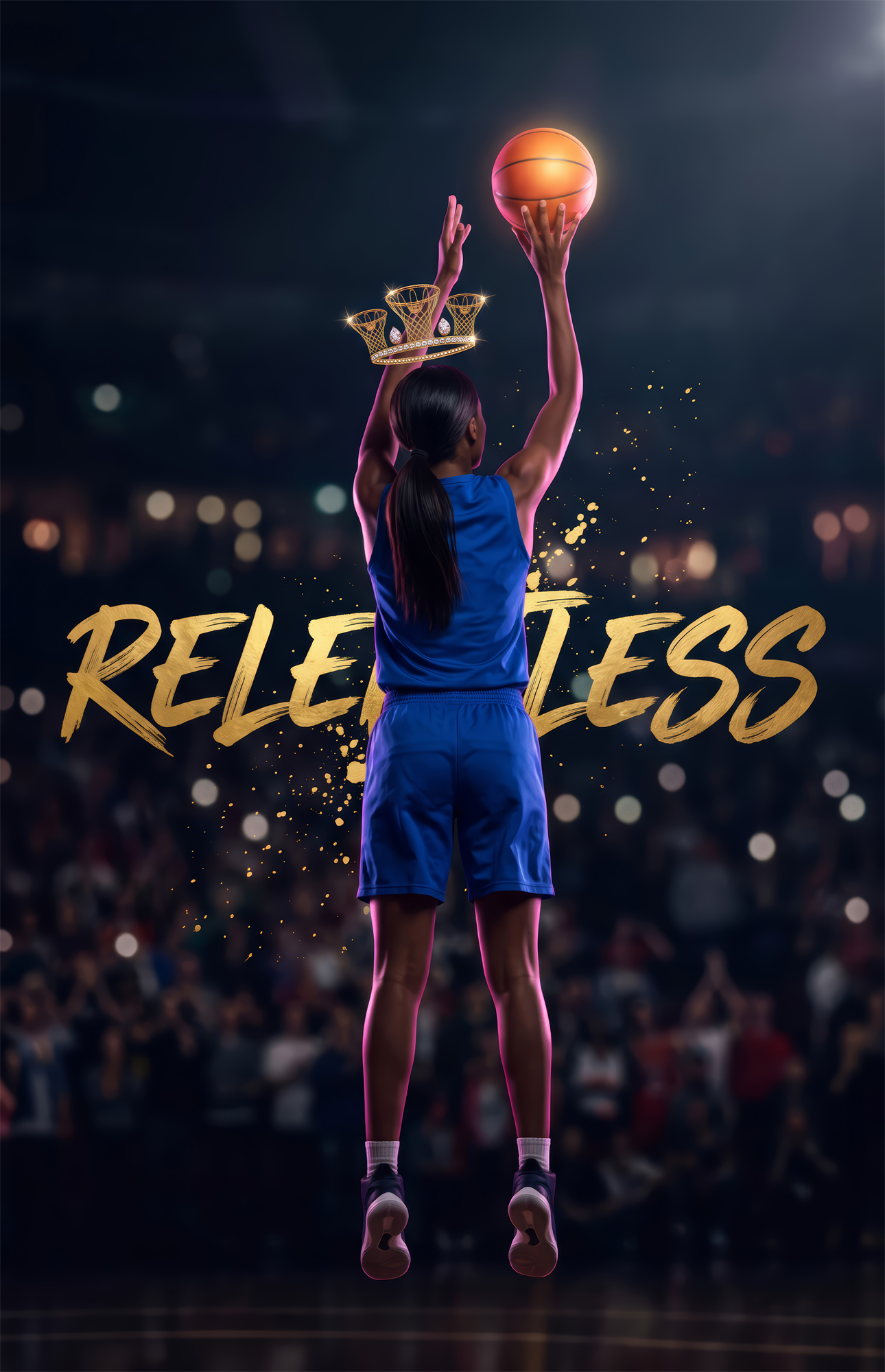 Relentless Basketball Crown Hoop Glass Wall Art