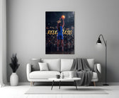 relentless basketball crown shot panel bringing character to a minimalist living room wall
