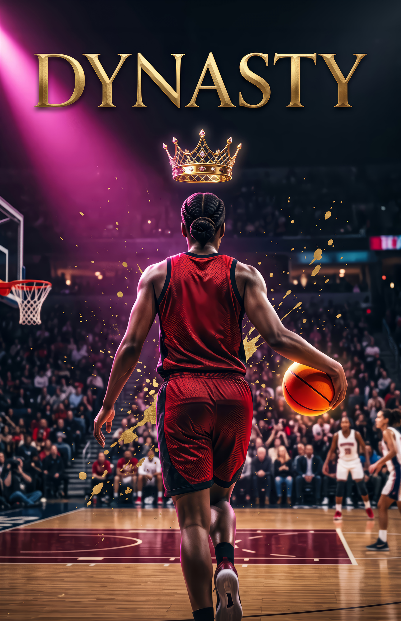 Dynasty Gold Crown Basketball King Glass Wall Art