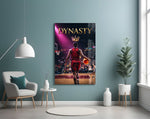 dynasty gold crown basketball king glass wall art styled above an armchair in a reading corner
