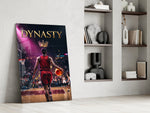 dynasty gold crown basketball king panel resting in a shelving niche in a modern interior