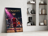 dynasty gold crown basketball king panel resting in a shelving niche in a modern interior