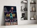 range crowned woman basketball baller panel resting in a shelving niche in a modern interior