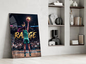 range crowned woman basketball baller panel resting in a shelving niche in a modern interior
