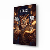 Focus Scholar Owl Professor Glass Wall Art - Lifestyle preview in a designer interior