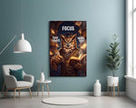focus scholar owl professor glass wall art styled above an armchair in a reading corner
