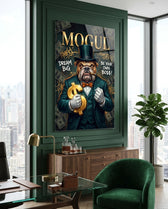 Mogul Tuxedo Bulldog Tycoon Glass Wall Art